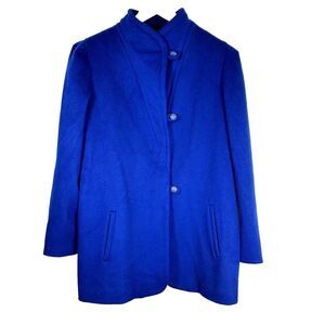 Casual Corner Vintage cobalt blue 100%‎ wool pea coat womans size Large